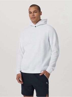Vuori White Waffle-Knit Hooded Pullover